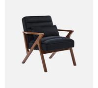 Fauteuil scandinave bois d'hévéa et velours noir