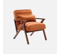 Fauteuil scandinave bois d'hévéa et velours terracotta