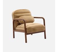 swe auteuil scandinave Bois d'hévéa teinté Noyer et Tissu Velours Cappuccino