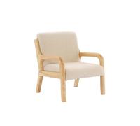 sweeek - Fauteuil scandinave enfant en bois et tissu bouclette beige
