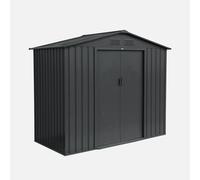 Abri de jardin en métal - Houtland. 2.71 m² anthracite - Cabane à outils avec double portes coulissantes. kit de fixation sol