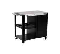 sweeek - Desserte extérieure Andy Noire Mat en Acier Inoxydable 94.5 cm avec Tablette Rabattable. L 156 x l 49.5 x H 80 cm