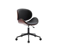 swe haise de Bureau à roulettes Bois courbé avec placage Effet Noyer et Assise Noire