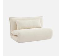 swe hauffeuse Convertible 2 Places en Bouclette texturée Blanc cassé L 120 x P 80 x H 66 cm - Fleeep