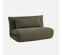 swe hauffeuse Convertible 2 Places en Bouclette texturée Kaki L 120 x P 80 x H 66 cm - Fleeep