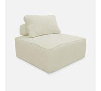 Chauffeuse pour canapé modulable velours côtelé crème avec un coussin