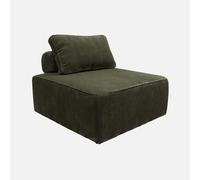 Chauffeuse pour canapé modulable velours côtelé vert foncé avec un coussin