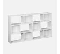 sweeek - Bibliothèque Design asymétrique Blanche. Pieter. 3 étagères. 12 Compartiments de Rangement