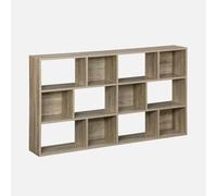 Bibliothèque design asymétrique naturelle Pieter 3 étagères 12 compartiments de rangement