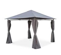 sweeek Alice's Garden - Tonnelle 3x3 m - Elusa - Toile Grise - Pergola avec Rideaux. Tente de Jardin. Barnum. chapiteau. réception
