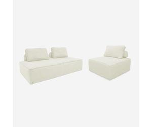 swe nsemble chauffeuses Lao pour canapé modulable en Velours côtelé 3 Places crème