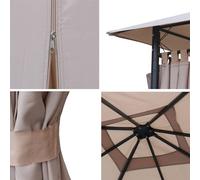 sweeek - Ensemble Complet Toile de Toit et Rideaux Beige pour tonnelle 3x3 m Elusa - Toile de Rechange pergola. Toile de Remplacement