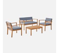 Swe nsemble de jardin en bois d'acacia 4 places Gris 115 x 62 x 70 cm | Komoda