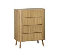 Commode 4 tiroirs. décor strié naturel. L 80x P 45 H 100cm