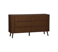 sweeek | Commode 6 tiroirs décor strié noyer L 150 x P 45 H 80cm G