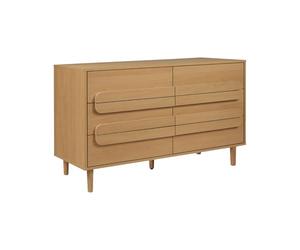 swe ommode Vintage décor Bois de chêne 6 tiroirs - L 120 x P 40 x H 75cm - Juliana