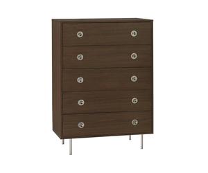 swe ommode Vintage décor Bois et Acier Inoxydable 5 tiroirs Noyer - Shelby