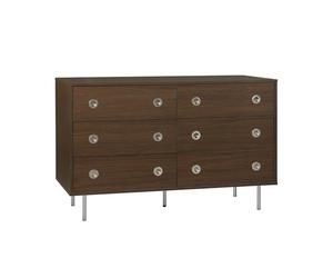 swe ommode Vintage décor Bois et Acier Inoxydable 6 tiroirs Noyer - Shelby