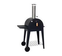 sweeek - Four à pizza d'extérieur au charbon de bois. coloris noir - Giulia - pierre de cuisson roulette pelle et housse. L70xP63xH122cm