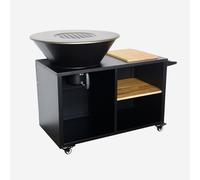 Brasero barbecue Ø80cm - Stromboli - coloris noir avec grille de cuisson et espace de rangement. L 138 x P 82 x H 114 cm