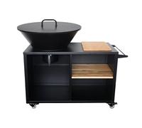 Brasero barbecue Ø80cm, desserte avec espaces de rangement et couvercle STROMBOLI