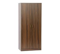 swe ressing. Armoire. 2 Portes avec penderie et rangements Linear Noyer. Panneaux stratifiés et Pied en Bois de Sapin L 80 x P 48 x H 180cm
