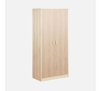 swe ressing. Armoire. 2 Portes avec penderie et rangements Linear. Panneaux stratifiés et Pied en Bois de Sapin L 80 x P 48 x H 180cm