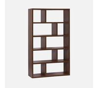 sweeek - Etagère bibliothèque asymétrique 5 Niveaux 10 Compartiments. casiers. Effet Bois de Noyer. L 111.2 x P 39 x H 190cm