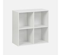 Etagère. bibliothèque. module de rangement décor bois blanc 4 compartiments L 70 x P 35 x H 70cm - Kompo