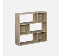 sweeek - Etagère bibliothèque Naturelle Pieter 3 étagères 6 Compartiments de Rangement