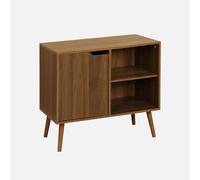 swe uffet de Rangement Effet Bois de Noyer 1 Porte. 2 étagères. Buffet Bas. 80cm