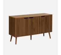 Buffet de rangement effet bois de noyer 3 portes et 3 étagères. buffet bas. 120cm