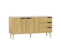 swe uffet de Rangement scandinave. Buffet Haut. vaisselier. 2 Portes. 3 tiroirs. Effet frêne. 160cm