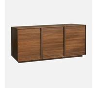 sweeek - Buffet Effet Bois 3 Portes Noyer L 160 x P 43 x H 75cm - Kuba