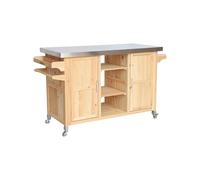 sweeek - Cuisine d'extérieure 130cm Bois avec poignées. 7 espaces de Rangement L 130 x l 60 x h 89.5cm