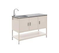 swe uisine d'extérieure en acier beige avec évier L120cm