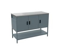 sweeek - Cuisine d'extérieure en Acier Bleu Gris 3 Portes.1 étagère L120cm