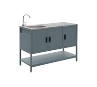 swe uisine d'extérieure en Acier Bleu Gris avec évier L120cm