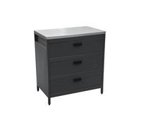 swe uisine d'extérieure en acier noir avec 3 tiroirs L80cm