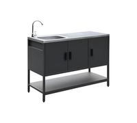 swe uisine d'extérieure en acier noir avec évier L120cm
