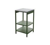 swe uisine d'extérieure en acier vert avec 2 étagères L49cm