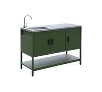 swe uisine d'extérieure en acier vert avec évier L120cm