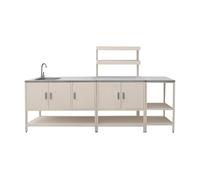 sweeek - Cuisine extérieure 3 modules en Acier Inoxydable Beige