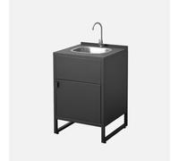 swe uisine extérieure acier évier et 1 porte L60cm noir - Kea