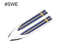 Swe1 Paire Pays Drapeau National En Métal Autocollants Voiture Style Moto Accessoires Badge Étiquette Emblème Voiture Autocollants