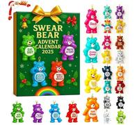Swear Bear Calendrier de l'Avent 2025 pour adulte, compte à rebours de Noël de 24 jours avec ornements en acrylique 2D, calendrier de compte à rebours de Noël amusant avec 24 ours impertinents (1pc)