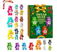 Swear Bear Calendrier de l'Avent 2025 pour adulte, compte à rebours de Noël de 24 jours avec ornements en acrylique 2D, calendrier de compte à rebours de Noël amusant avec 24 ours impertinents (2pcs)