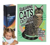 Swearing Cats Colouring Book,Livre De Coloriage Chats Pour en fants | Livre De Coloriage Mignon De Chats Pour Adultes | Activité Créative Pour Adolescentes Amies Passe-temps Amoureuses Des ats