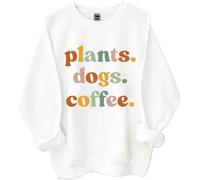 Sweat à café avec plantes et chiens, chemises pour femmes et hommes, blanc, XXL