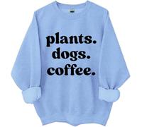 Sweat à café avec plantes et chiens, chemises pour femmes et hommes, bleu ciel, 3XL